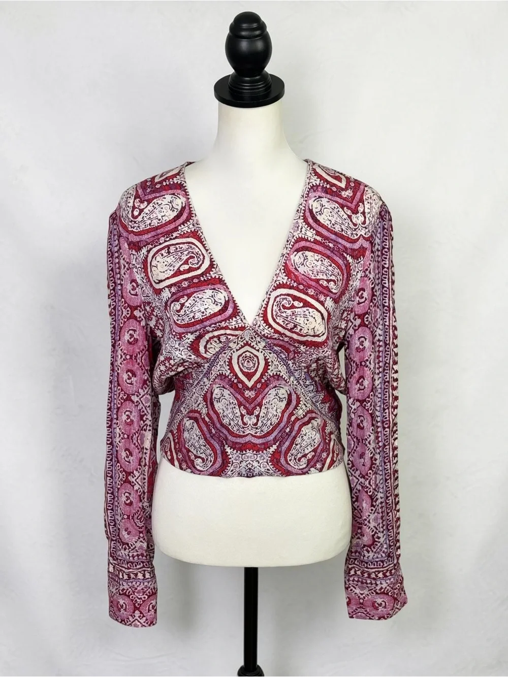 Free People Wild & Free Paisley V-Neck Crop Top M